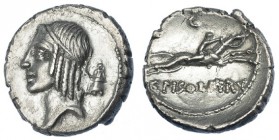 CALPURNIA. Denario. Roma (64 a.C.). R/ C. PISO L. F. FRV. FFC-501. EBC-/MBC+.