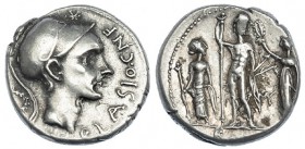 CORNELIA. Denario. Sur de Italia (112-111 a.C.). R/ Júpiter entre Juno y Palas, en el campo letra griega. FFC-608. SB-19. MBC+. Escasa.