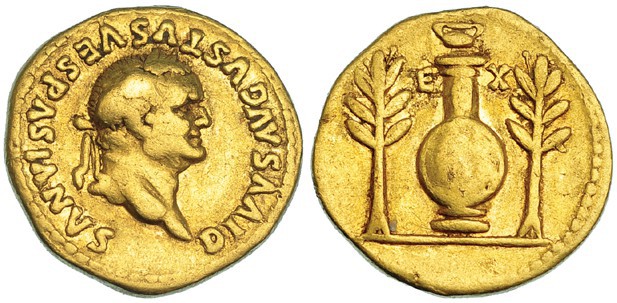 VESPASIANO. Áureo. Acuñada en la época de Tito. Roma (80-81). A/ DIVVS AVGVSTVS ...