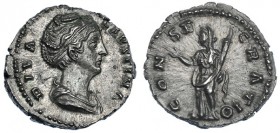 FAUSTINA MADRE, esposa de Antonino Pío. Denario. Roma (post. 141). A/ DIVA FAVSTINA. R/ CONSECRATIO. RIC-382b. EBC.