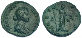 FAUSTINA HIJA, esposa de Marco Aurelio. As. Roma (161-175). R/ LAETITIA. RIC-1657. CH-152. Pátina verde. MBC+/MBC.