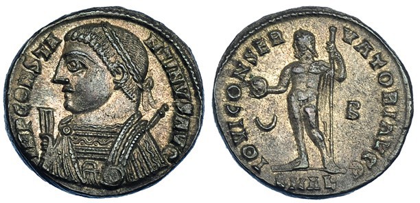CONSTANTINO I. Follis. Alejandría (317-320). RIC-22. EBC. Escasa. Ex colección D...