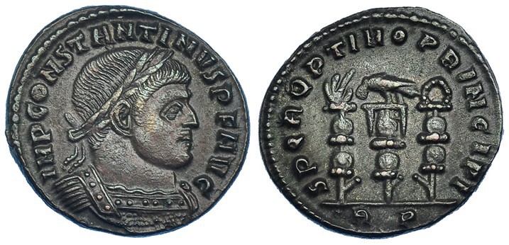 CONSTANTINO I. Follis. Roma (312-313). RIC-349a. EBC-. Escasa. Ex colección Datt...