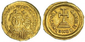 HERACLIO Y HERACLIO CONSTANTINO. Sólido. Rávena (610-641). SBB-896. Rayita. MBC+. Rara.