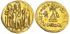 HERACLIO, HERACLIO CONSTANTINO Y HERACLONAS. Sólido. Constantinopla. (610-641). Oficina B. SBB-767. Vano. MBC.