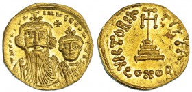 CONSTANS II y CONSTANTINO IV. Sólido. Constantinopla (641-668). Oficina A. SBB-959. Rayita en el rev. EBC+.