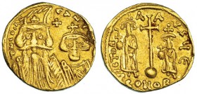 CONSTANS II y CONSTANTINO IV. Sólido. Constantinopla (641-668). Oficina E. SBB-962. MBC. Escasa.