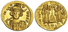 CONSTANTINO IV. Sólido. Constantinopla (688-685). Oficina Q. SBB-1156. MBC+.