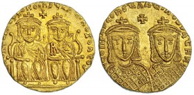 LEÓN IV, CONSTANTINO V. Sólido. Constantinopla (776-780). SBB-1584. EBC/EBC-. Escasa.
