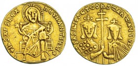 BASILIO I Y CONSTANTINO. Sólido. Constantinopla (867-886). SBB-1704. Rayita. MBC-/MBC. Escasa.