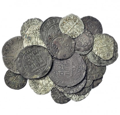 32 vellones castellanos diferentes. Variedad de tipos y cecas. Alfonso VI, Alfon...