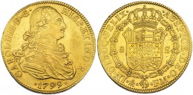 8 escudos. 1799. México. FM. VI-1335. MBC+/ EBC-.