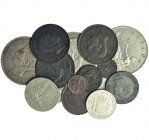 7 monedas de plata y 8 de cobre: 5 pesetas (3), incluyendo 1 peso de Manila; 2 pesetas; 1 peseta (3); 10 céntimos (3); 5 céntimos (2), incluyendo Carl...