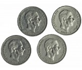 4 monedas de 50 centavos de peso. 1885. Manila. MBC+.