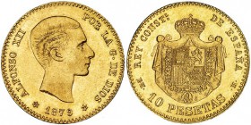 10 pesetas. 1879 *18-79. Madrid. EMM. VII-98. EBC. Rara en esta conservación.