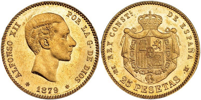 25 pesetas. 1879 *18-79. Madrid. EMM. VII-107. EBC+.