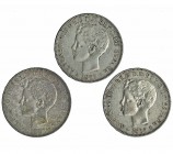 3 monedas de 1 peso. 1897. Manila. MBC+.