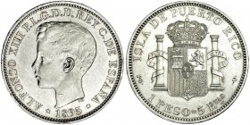 Peso. 1895. Puerto Rico. 1895. PGV. VII-193. EBC-. Escasa.