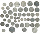 47 monedas de plata de varios países y tamaños. De MBC a EBC.