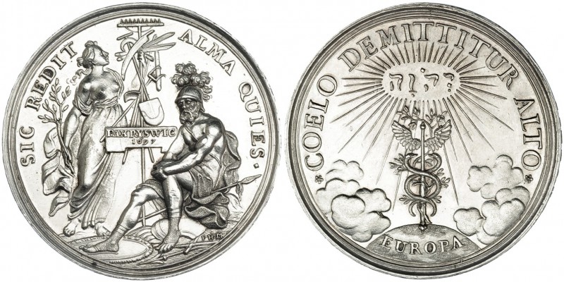 ESTADOS ALEMANES. Medalla conmemorativa de la Paz de Ryswick. 1697. A/ SIC REDIT...