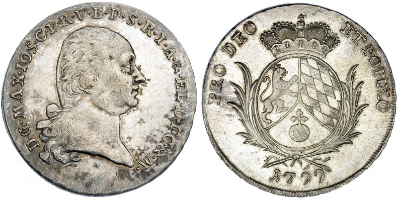 ESTADOS ALEMANES. Maximiliano IV. Baviera. Taler. 1799. DAV-1975. KM-313. Rayita...