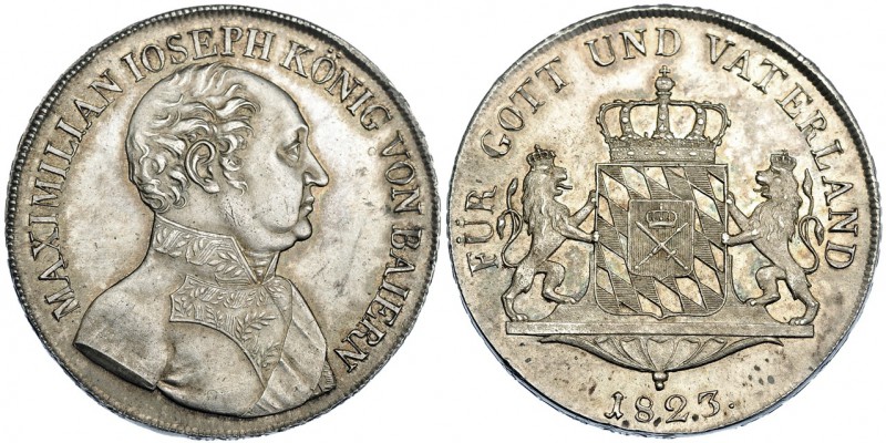ESTADOS ALEMANES. Baviera. Taler. 1823. KM-367. EBC+/SC. Rara.