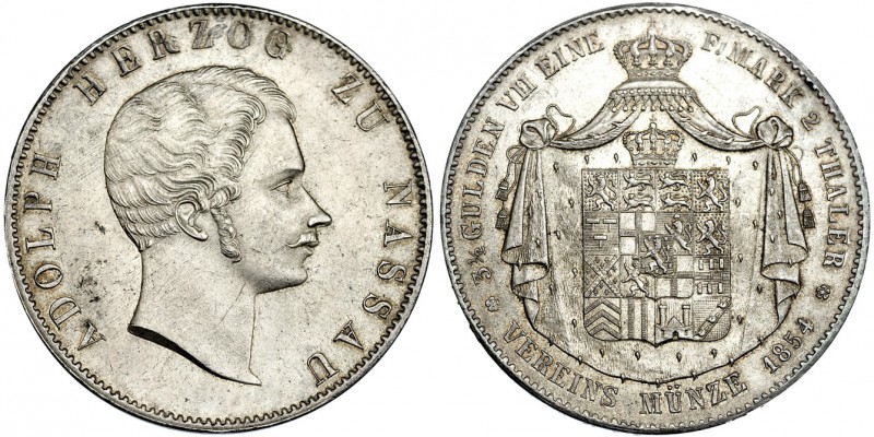 ESTADOS ALEMANES. Nassau. 2 taler. 1854. C-67. EBC.