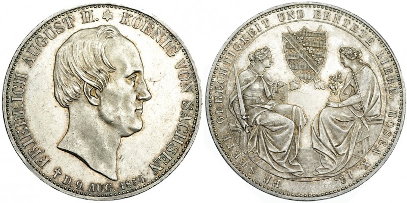 ESTADOS ALEMANES. Sajonia. 2 taler. 1854. F. EBC.