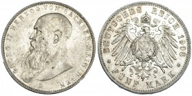 ESTADOS ALEMANES. Saxe-Meiningen. 5 marcos. 1908. D. KM-201. MBC+/EBC-.