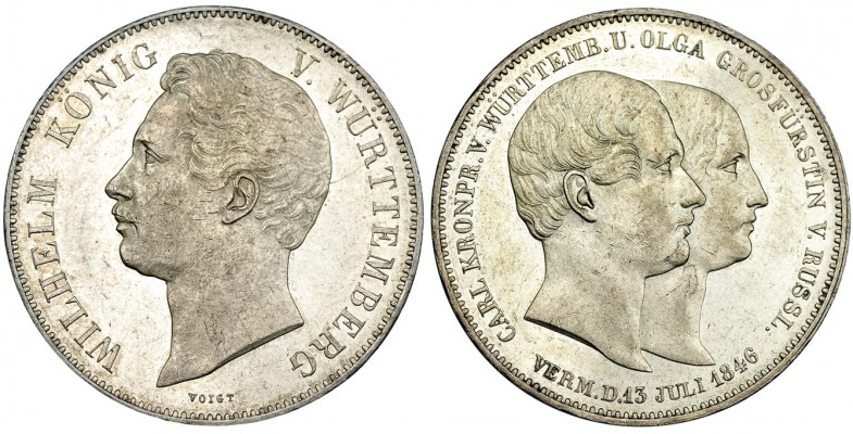 ESTADOS ALEMANES. Wurttemberg. 2 taler. 1846. KM-596. Pequeñas marcas. B.O. EBC+...