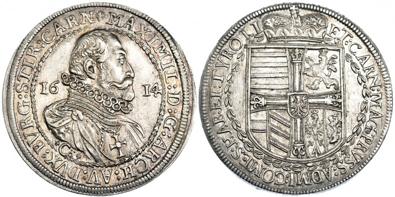 AUSTRIA. Maximiliano de Austria, Gran Maestre de la Orden Teutónica. Taler. 1614...