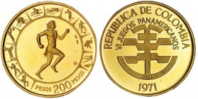 COLOMBIA. 200 pesos. 1971. KM-249. Prueba.
