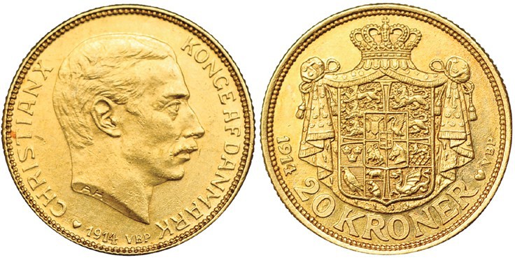 DINAMARCA.20 Kroner. 1914. KM-217.1. EBC+.