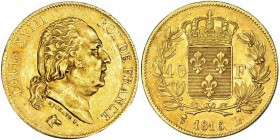 FRANCIA. 40 francos. 1816. L. (Bayona). KM-713.4. EBC-. Muy escasa.