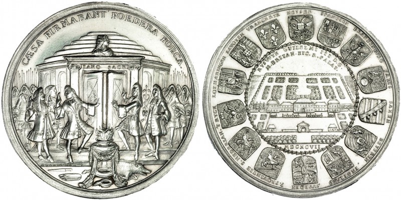 GRAN BRETAÑA. Medalla conmemorativa de la paz de Ryswick. 1697. AR 49mm. Grabado...
