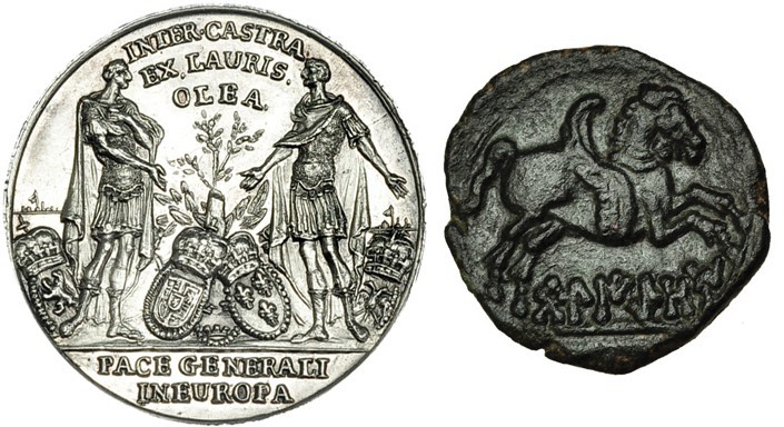 GRAN BRETAÑA. Medalla conmemorativa de la paz de Ryswick. 1697. A/ INTER CASTRA ...