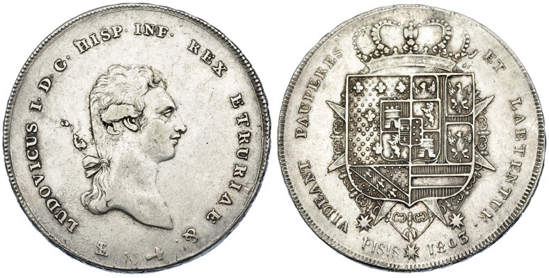 ESTADOS ITALIANOS. Toscana. Luis I, infante de España. Francescone. 1803. C-42.2...