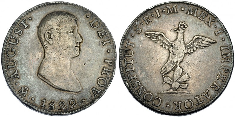 MÉXICO. 8 reales. 1822. México. JM. Agustín I Iturbide. KM-304. Pequeñas marcas....