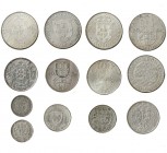 PORTUGAL. 13 monedas. 1909-1974. 100 reis, 2’50, 5 (2), 10, 20 (2), 50 (5) y 100 escudos. De MBC a SC.