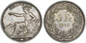 SUIZA. 5 francos. 1850. A. (París). WC-KM 11. Ligera pátina. EBC+.