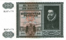 BANCO DE ESPAÑA. 500 pesetas. 1-1940. Serie A. ED-D-40. EBC+.