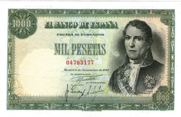 BANCO DE ESPAÑA. 1000 pesetas. 11-1949. Sin serie. ED-D59. EBC+.