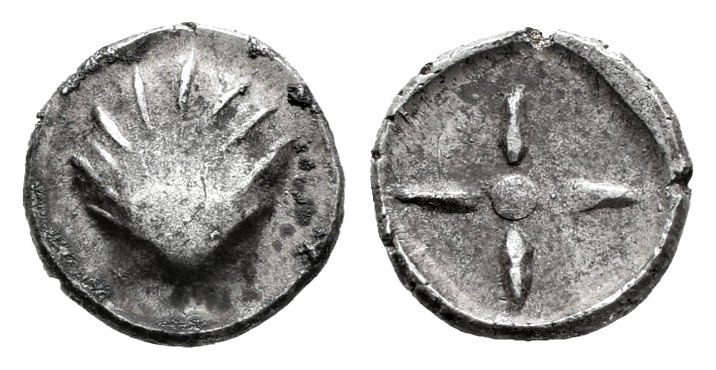 Calabria. Litra. 480-470 BC. Ag. 0,46 g. A good sample for this type. Very rare....