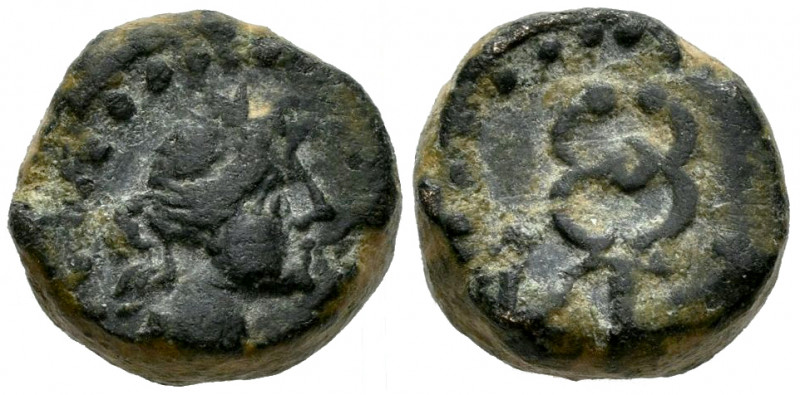 Galia. Massalia. AE 11. 49-27 BC. Marseille. (Sng Cop-851). Anv.: Head of Athena...