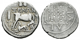 Illyria. Dyrrhachion. Drachm. 250-200 BC. Xenon magistrate. (Sng Cop-493). Anv.: Cow standing right, looking back at suckling calf standing left below...