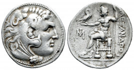 Ionia. Miletos. Tetradrachm. 295-270 BC. In the name and types of Alexander III of Macedon. (Price-2150). Anv.: Head of Herakles to right, wearing lio...