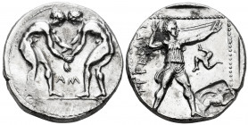 Pamphylia. Aspendos. Stater. 380/75-330/25 BC. (Sng París-85). (SNG von Aulock-4564). Anv.: Two nude wrestlers, standing and grappling with each other...