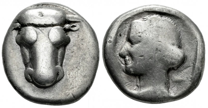 Phokis. Hemidrachm. 457-446 BC. (Williams-242a). Anv.: Facing head of bull. Rev....