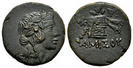 Pontos. Amisos. AE 22. 105-90 /100-95 BC. Time of Mithradates VI Eupator. (SNG Stancomb-695). (SNG BM Black Sea-1202). (Hgc-7, 243). Anv.: Ivy-wreathe...