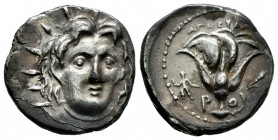 Rhodos. Rhodes. Didrachm. 275-250 BC. Agesidamos magistrate. (Ashton-184). (Hgc-6, 1439). Anv.: Head of Helios facing slightly to right. Rev.: Rose, b...